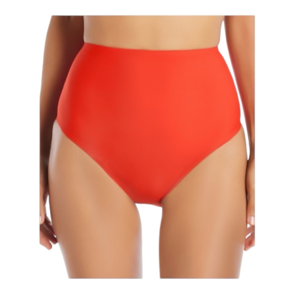 New Beyond Control Women's Solid High-Waisted Bikini Bottoms Red Size 8